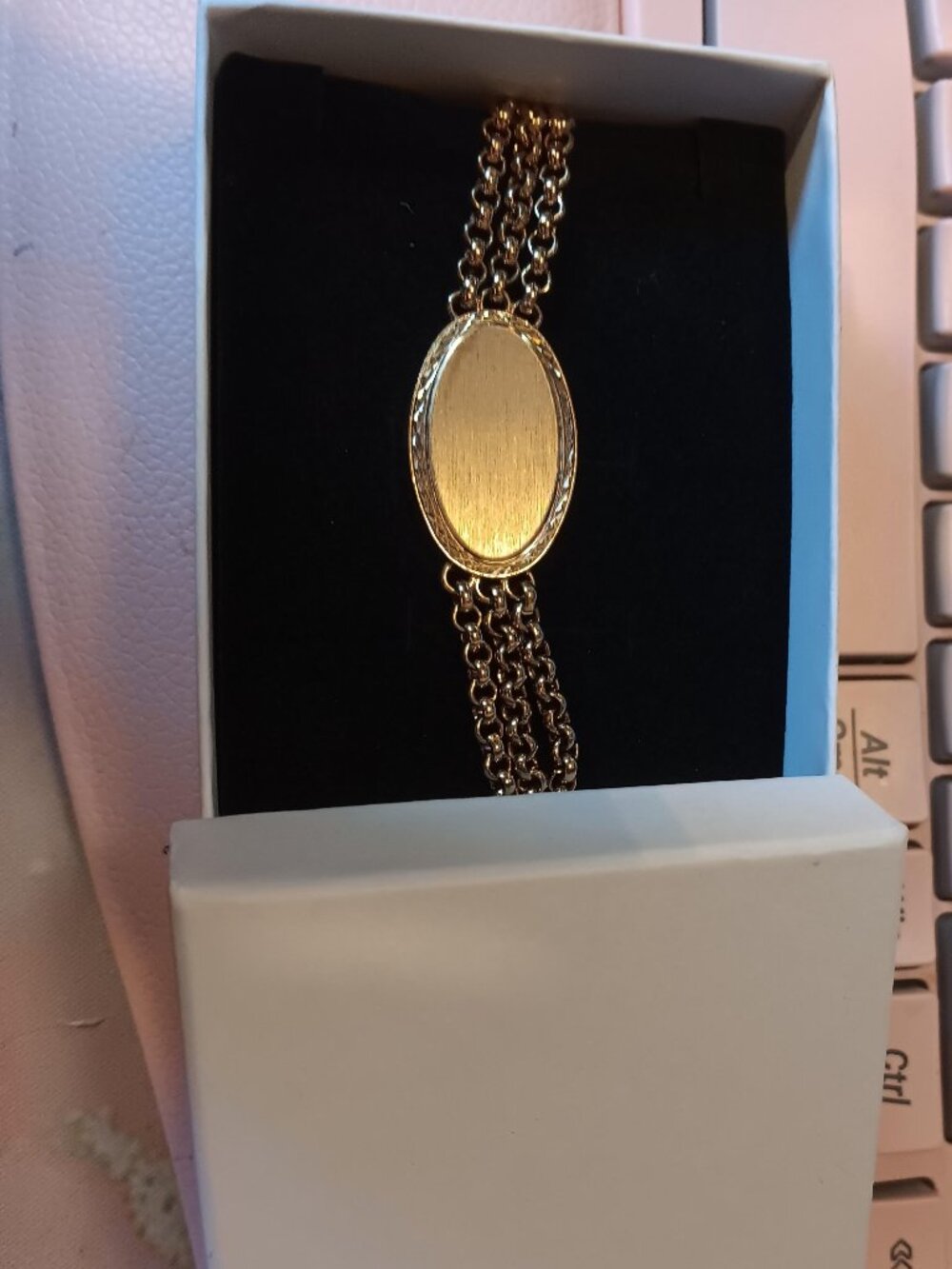 Vintage SPEIDEL USA Gold Tone Triple Chain Bracelet~Ready for Engraving !